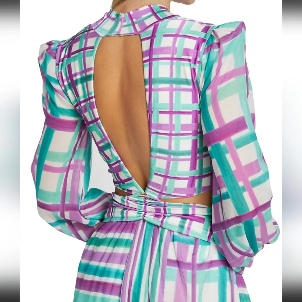 NWT$800 PatBO Seagreen Riviera Plunge Cutout Maxi Bodysuit Dress Open Back S 2-4 - Picture 5 of 16